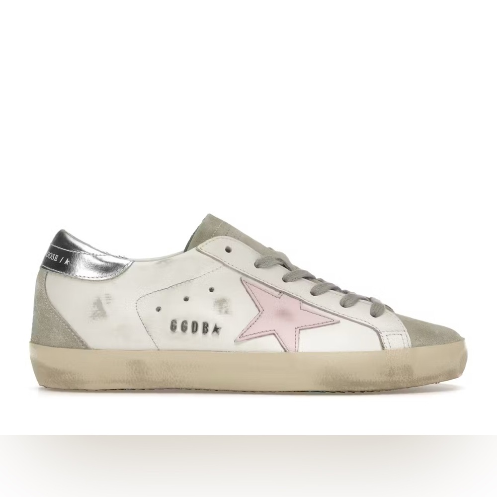 Golden Goose Super Star White and Pink Sneakers